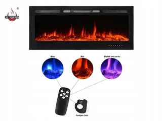Nástenný krb s funkciou vykurovania El Fuego čierny 1800 W 128 x 54,5 x 14 cm